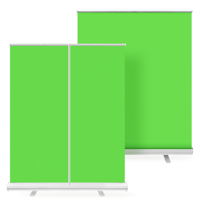 Green Screen Collapsible - 110x200cm Backdrop Chroma Key Silver Base