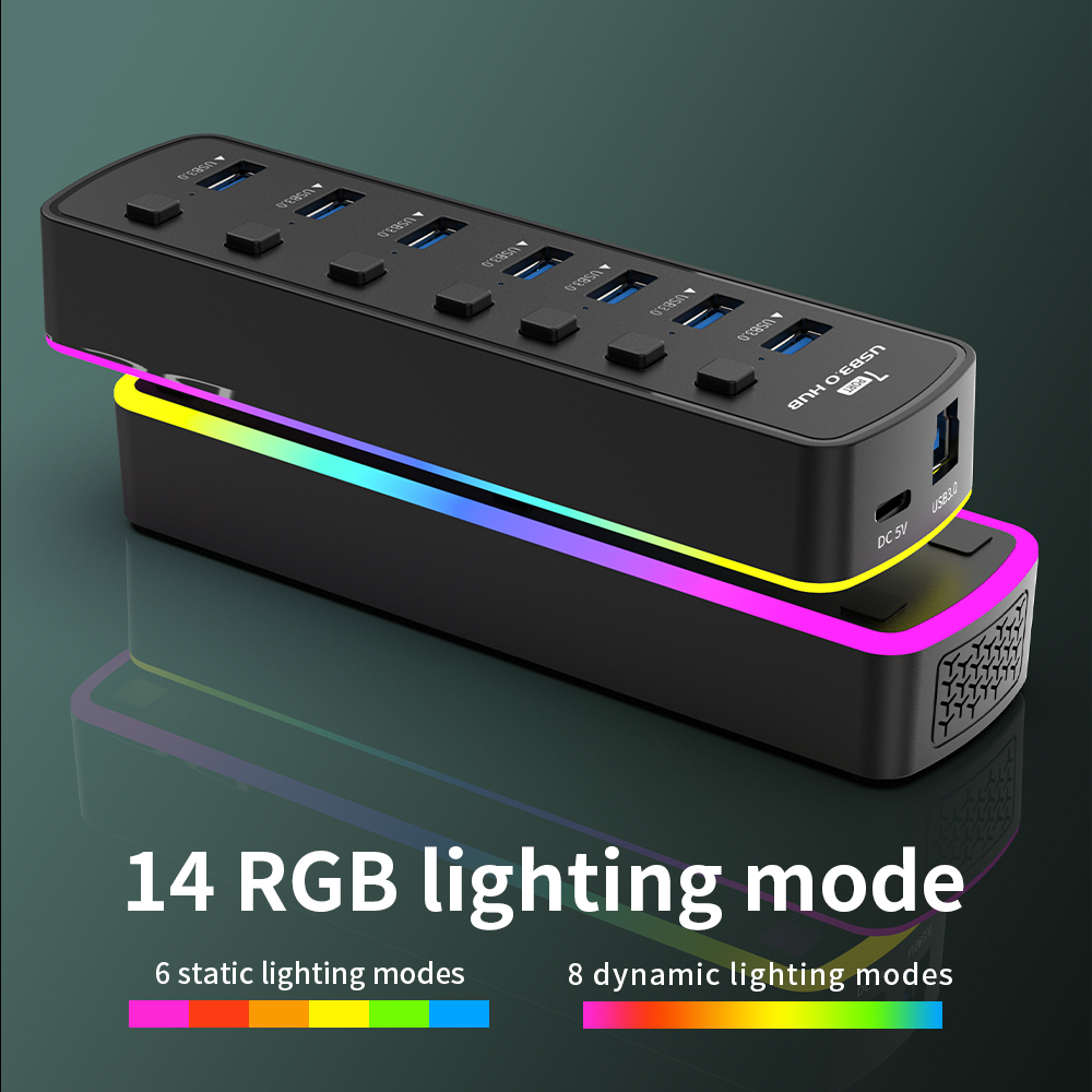 RGB USB 3.0 Hub 7 Ports Data P - đánh giá và giá Esports Gaming Splitter