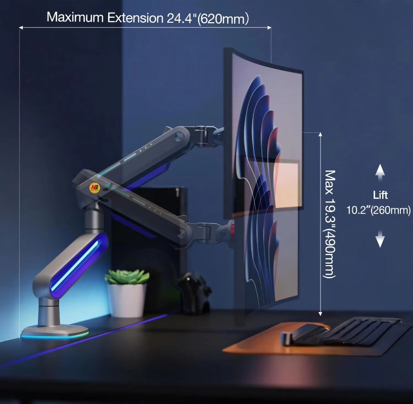ERGONOMIC Gaming Monitor Arm f - đánh giá và giá Gaming Monitor Curved
